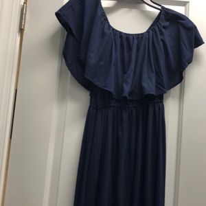 Navy off-the-shoulder maxi dress
